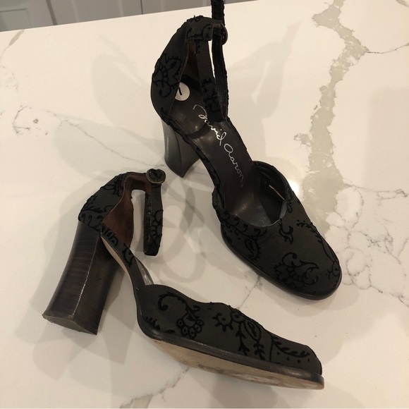 Vintage David Aaron Womens Black Mary Jane Ankle Strap Block Heels Sz 7 Spain - Picture 12 of 14